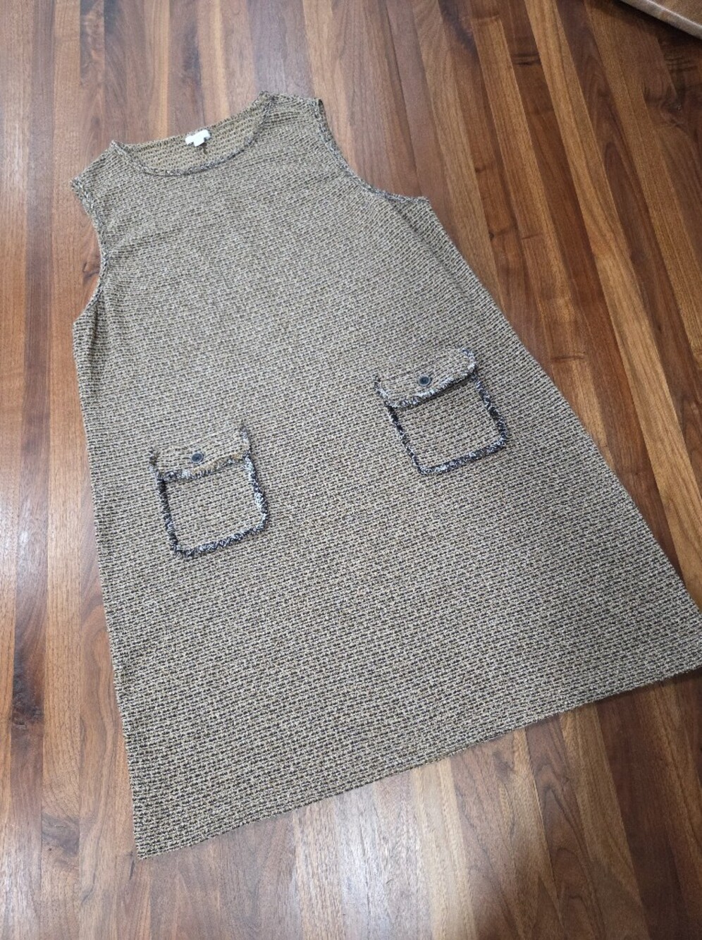 J. Jill Sleeveless Tweed Butterscotch  Shift Dress with Front  Pockets Petite XL